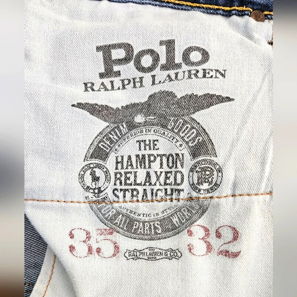 Polo Ralph Lauren Mens Hampton Straight Leg 35x32 Medium Distressed Wash